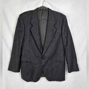 Mani by Giorgio Armani Pure Virgin Wool Gray Windowpane Coat Blazer sz 40 Short